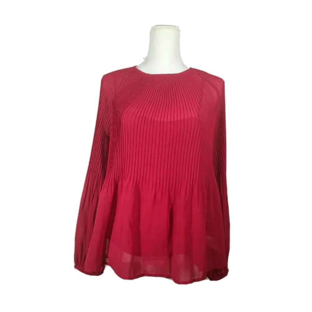 New Day pleated red blouse large